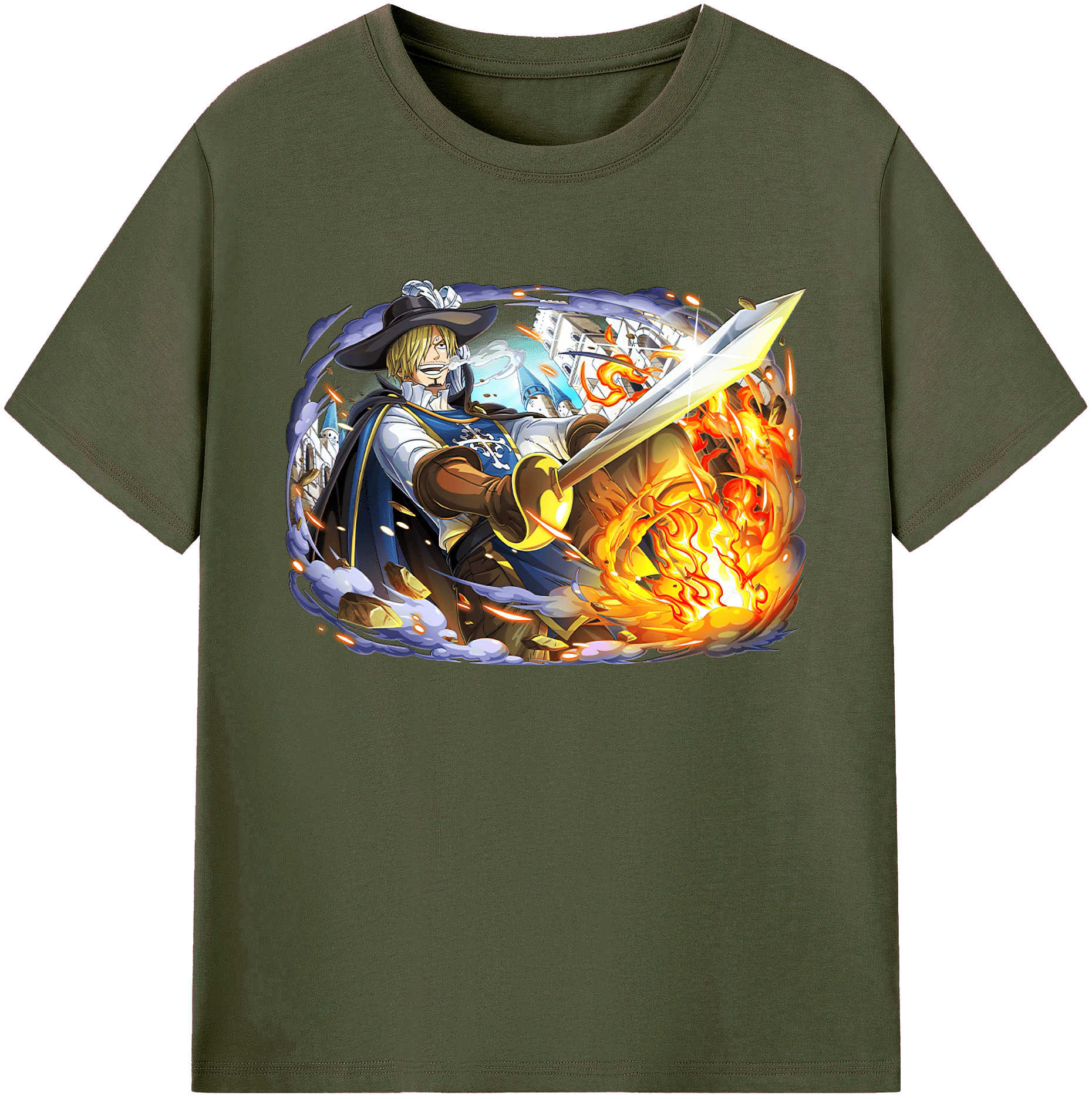（画像用） ワンピース サンジ ONE PIECE Sanji 綿100％ メンズ半袖Tシャツ｜肌触りやわらか＆通気性